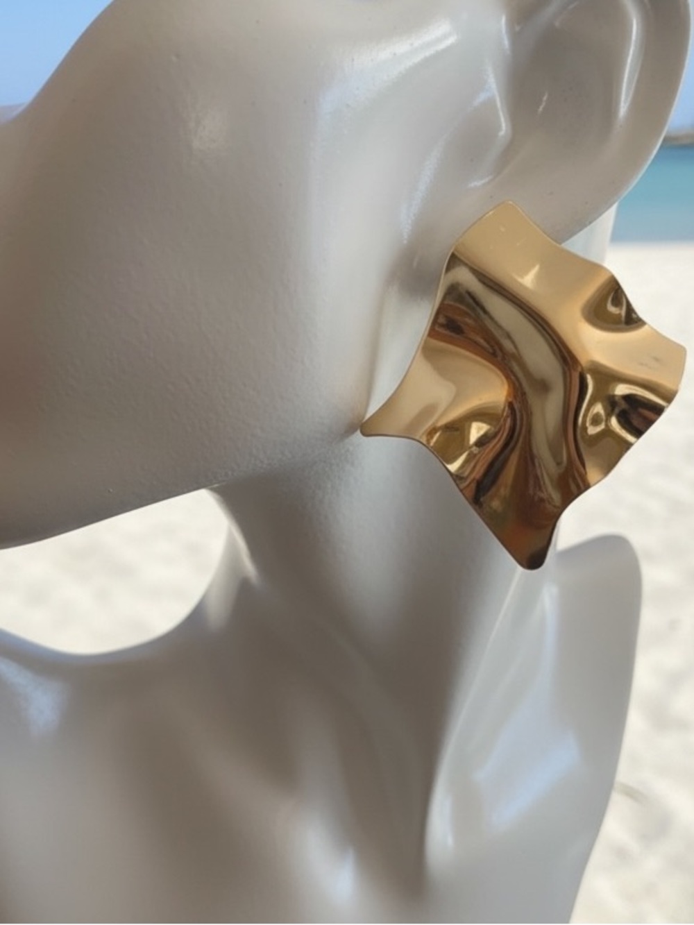 Gold Asymmetrical Fold Geometric Earrings